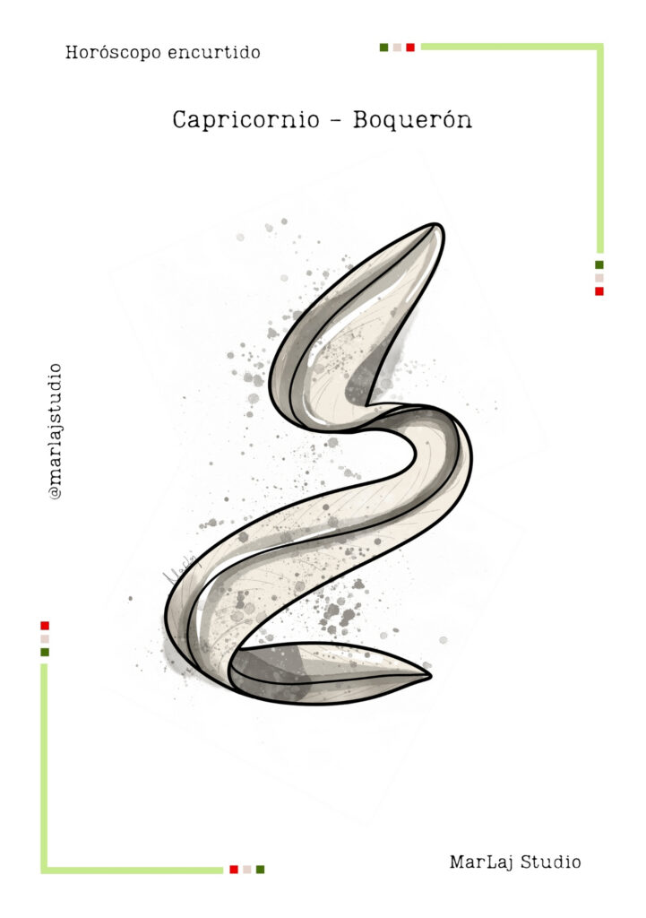 Lámina ilustrada de boquerón en vinagre en acuarela para el signo Capricornio — Horóscopo encurtido de MarLaj Studio