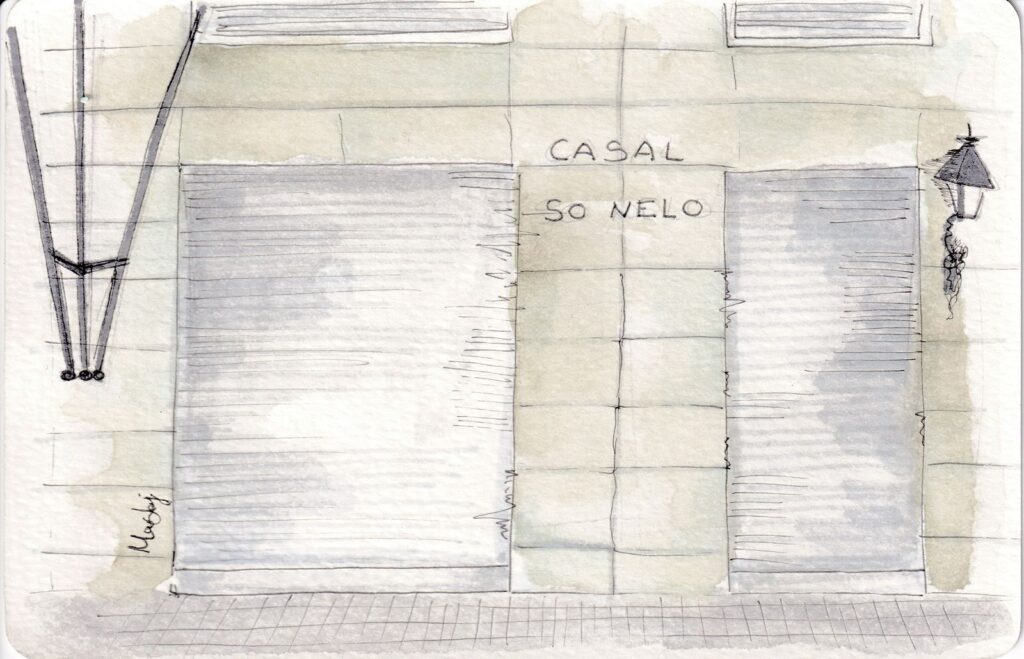Casal fallero de So Nelo ilustrado en acuarela, formato postal