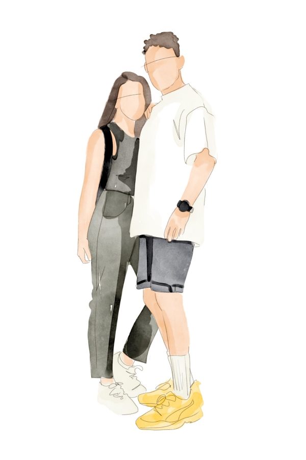 Retrato de invitados para una boda pintado en acuarela digital