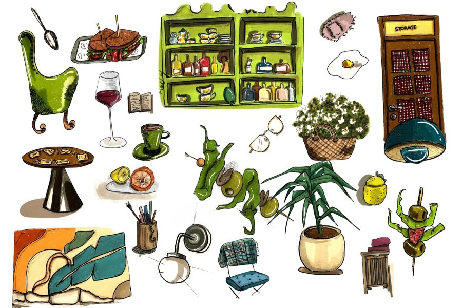 Ilustración de locales de Valencia en estilo doodle