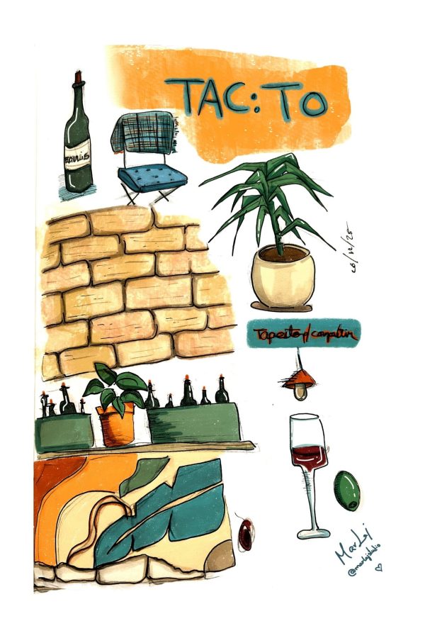 Ilustración doodle a color del local Tacto